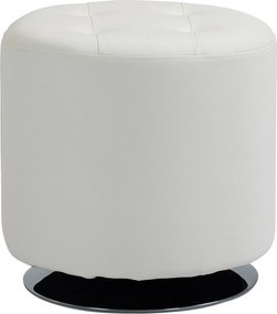 HOMCOM Suport pentru picioare living rotativ la 360°, ottoman rotund tapițat în PU cu bază din oțel, Ø 45,5 x 44,5 cm, alb | Aosom Romania