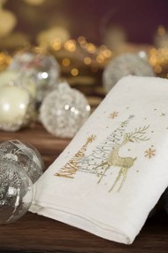 Prosop din bumbac cu model de Crăciun alb cu ren Šírka: 50 cm | Dĺžka: 90 cm