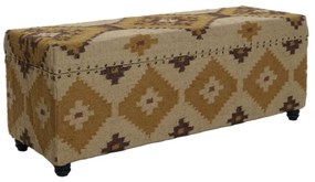 Cufar vintage killim, din lemn masiv imbracat in lana si bumbac, Nomad