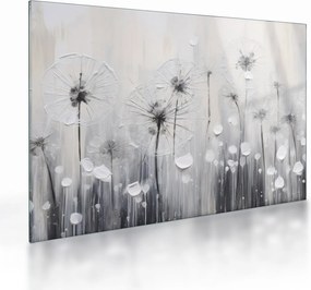 Tablou pe sticlă - Păpădii, pictură (70x50 cm)