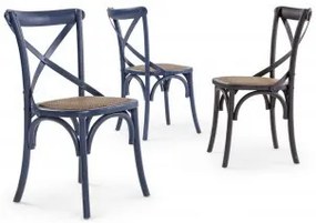 Scaun albastru din rachita si lemn de Ulm, Cross Bizzotto