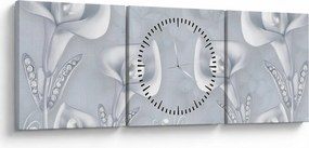 Tablou - Flori de perle (cu ceas) (90x30 cm)