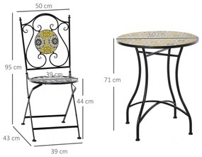 Outsunny Set Masa si Scaune de Gradina din Metal cu Majolica Colorata | Aosom Romania