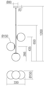 Lustră pe cablu NIVA 3xE14/28W/230V Redo 01-2627