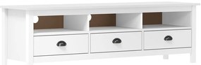 vidaXL Comodă TV Hill, alb, 158x40x47 cm, lemn masiv de pin