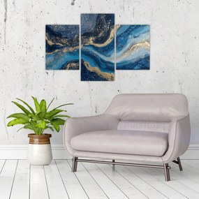Tablou - Marmură abstractă albastru-aurie (90x60 cm)