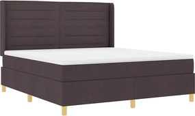 vidaXL Pat cu arcuri cu saltea cu headboard Maro 140 x 200 cm țesătură