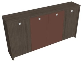 Dulap mediu pentru haine Verno 248 x 46 x 130 cm, uși combinate, stejar antracit / maro