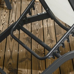 Outsunny Set de 2 Șezlonguri Rabatabile pe 5 Niveluri, Șezlonguri din Aluminiu și Țesătură Respirabilă, 66x165x102 cm, Albastru | Aosom Romania