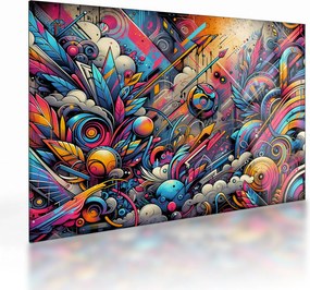 Tablou pe sticlă - Graffiti multicolor (70x50 cm)