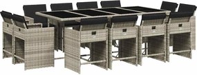vidaXL Set mobilier de grădină cu perne 13 piese gri deschis poliratan