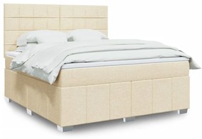 vidaXL Pat continental cu saltea, crem, 180x200 cm, textil
