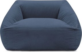 Fotoliu bean bag albastru închis cu tapițerie din catifea reiată Lilibet – Bobochic Paris