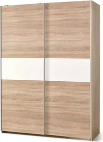Dulap LIMA S1, alb/stejar sonoma, PAL laminat, cu 2 usi, 153x58x210 cm
