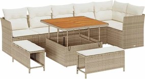 vidaXL Set de canapele pentru grădină 9 pcs Bej poliratan