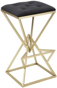 Scaun de bar negru/auriu din catifea si metal, Pyramid Mauro Ferretti