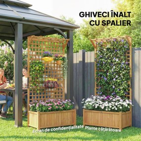 Outsunny Jardinieră înălțată cu Spalier și Acoperiș, Ghiveci, Strat de Flori, rezistent la intemperii, Lemn, 90 x 45 x 183 cm, Maro | Aosom Romania