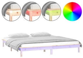 820626 vidaXL Cadru de pat cu LED, 200x200 cm, lemn masiv