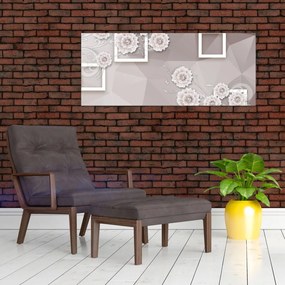 Tablou - Imagine flori bej (120x50 cm)