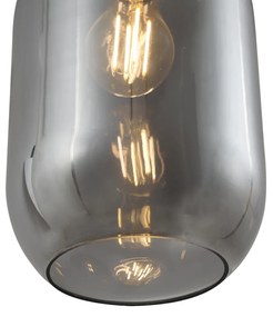 Lampă suspendată modernă neagră cu sticlă fumurie cu 5 lumini - Sheena