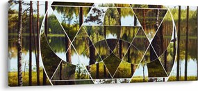 Tablou - Colaj geometric pe fundalul pădurilor nordice (120x50 cm)