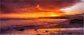 Tablou cu apus de soare la mare (120x50 cm)