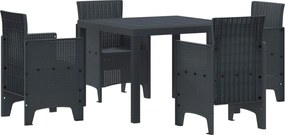 vidaXL Set de masă pentru grădină 5 pcs Antracit Polipropilenă