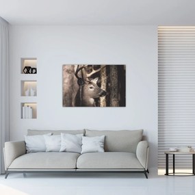 Tablou - Cerb în pădure (90x60 cm)