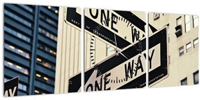Tablou - New York ONE WAY (cu ceas) (90x30 cm)