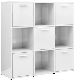 802936 vidaXL Bibliotecă, alb extralucios, 90 x 30 x 90 cm, lemn prelucrat