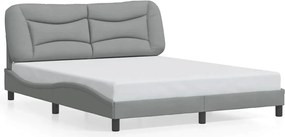 vidaXL Cadru de pat fără saltea, Hvar, gri deschis, 160x200 cm, textil