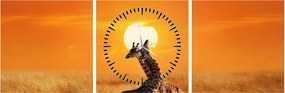 Tablou - Girafe în Parcul Național Serengeti (cu ceas) (90x30 cm)