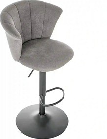 Scaun bar H104, gri/negru, stofa/otel, 55x53x90/112 cm