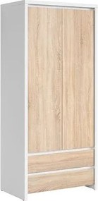 Dulap KASPIAN, stejar sonoma/alb, PAL, cu 2 usi si 2 sertare, 90x56x20