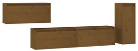 3100222 vidaXL Comode TV, 4 buc., maro miere, lemn masiv de pin