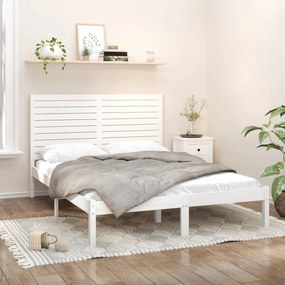 3104619 vidaXL Cadru de pat, alb, 160x200 cm, lemn masiv