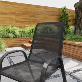 Outsunny Set de 2 Scaune de Prânz pentru Exterior, Scaune Suprapozabile cu Spătar Înalt, Șezut Respirabil pentru Grădină, Verandă, Negru | Aosom Romania