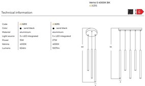 Lustra LED suspendata stil minimalist VERNO 3 negru 4000K