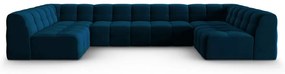 Colțar albastru închis cu tapițerie din catifea (în formă de "U") Kendal – Micadoni Home