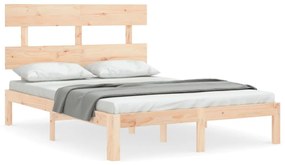 3193511 vidaXL Cadru de pat cu tăblie, 140x190 cm, lemn masiv