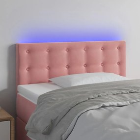 vidaXL Tăblie de pat cu LED, roz, 80x5x78/88 cm, catifea
