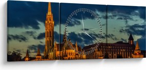 Tablou cu construcție iluminată (cu ceas) (90x30 cm)