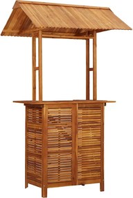 vidaXL Masă de bar exterior cu acoperiș, 113x106x217 cm, lemn acacia