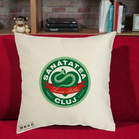 Perna Personalizata Sanatatea Cluj Servicii Publice 1986, 40x40 cm, Ecru, Husa Detasabila, Perna Inclusa, BEKZ®