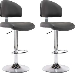 vidaXL Scaune de bar, 2 buc., gri, piele ecologică