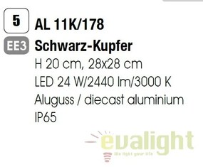 Plafoniera LED iluminat exterior IP65 DAIKO AL 11K/178 schwarz-kupfer OR