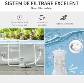 Outsunny Piscină Supraterană cu Cadru de Oțel, Pompă de Filtru, Cartuș Filtrant, Rezistentă la Rugină, 580x310x122 cm, Gri deschis | Aosom Romania