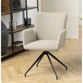 Set de scaune de sufragerie bej cu cotiere 2 buc. tapițat Laura – Actona