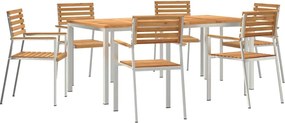 vidaXL Set de masă pentru grădină 7 pcs Maro Lemn solid de tec