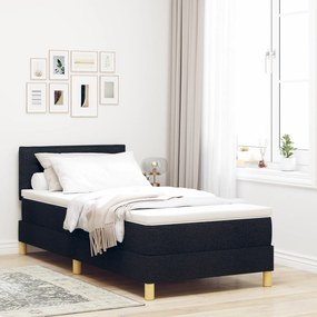 vidaXL Pat cu arcuri cu saltea &amp; LED negru 100x200 cm țesătură